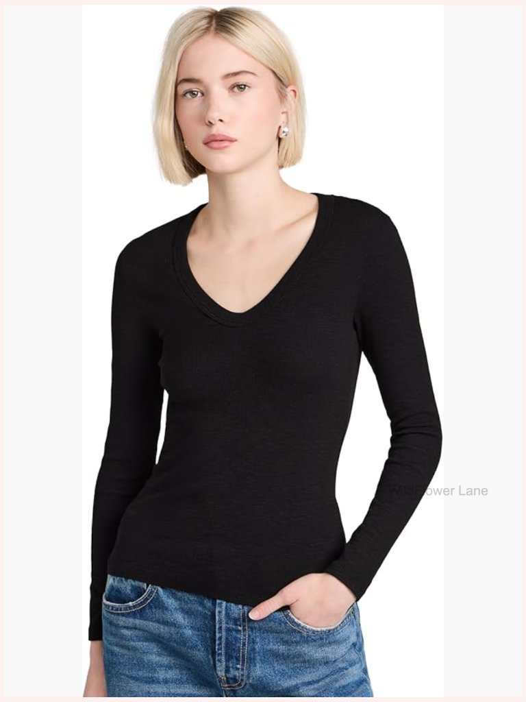 Women's Textured Rib Scoop Neck Long Sleeve Top